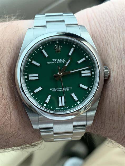 rolex with green face|Rolex op 41 green dial.